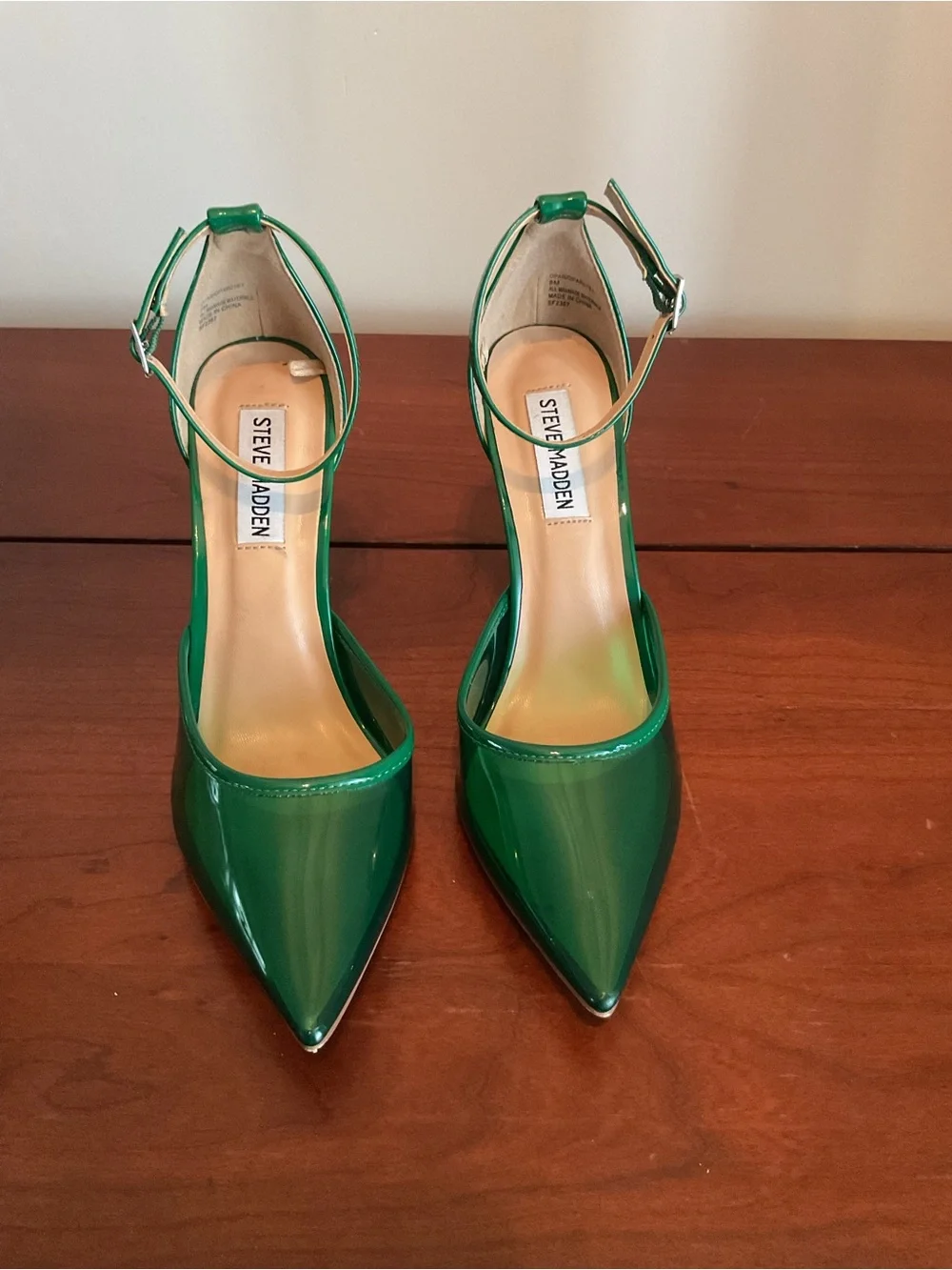 Steve Madden Emerald Patent Pointed-Toe Ankle-Strap Heels
